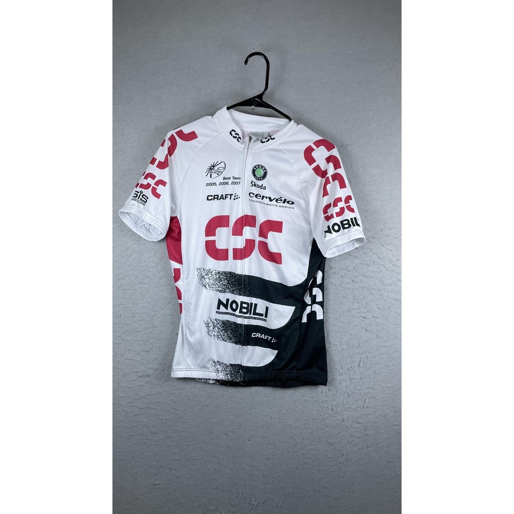 Craft Team‎ CSC Nobili Cycling Jersey Mens Large Full Zip White Black Road Bike